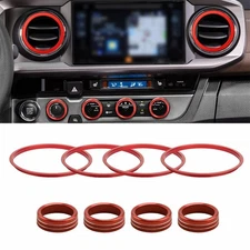Red Air Condition AC Knob Cover Ring Trim for Toyota Tacoma 2016-22 Accessories