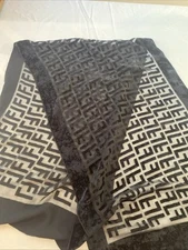 Valour Scarf With Letters F And L. Black Vintage Acrylic