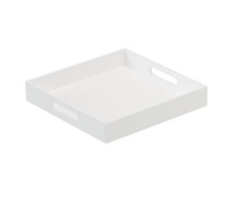 Glossy White Sturdy Acrylic Serving Tray with Handles-12x12 Inch-Serving Coff...