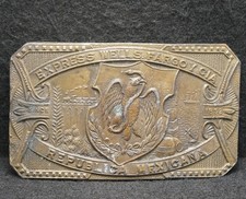 WL13131 VINTAGE 1970s *EXPRESS WELLS FARGO Y CIA* REPUBLICA MEXICANA BELT BUCKLE
