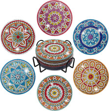 6Pcs Diamond Art Coasters Kits for Adults with Holder, Mandala