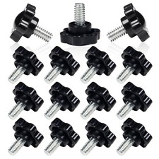 15Pcs 1/4"-20 x 1/2" Thumb Nuts Black Knurled Plastic Knob