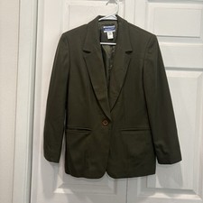 Vintage Pendleton Olive Green 100 Wool Long Sleeve Blazer - Size 4P