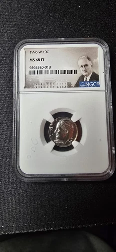 1996-W Roosevelt Dime NGC MS68 FT Full Torch