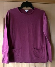 J Jill Long Sleeve Pullover Fuchsia Sweater with Pockets S