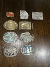 Lot of 8 Assorted Western Americana Belt Buckles - Western Novelty Designs
