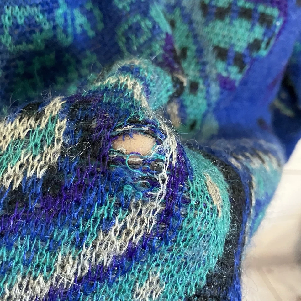 vintage Jaeger cardigan Womens blue green paisley-like pattern Mohair Blend - Image 3 of 4