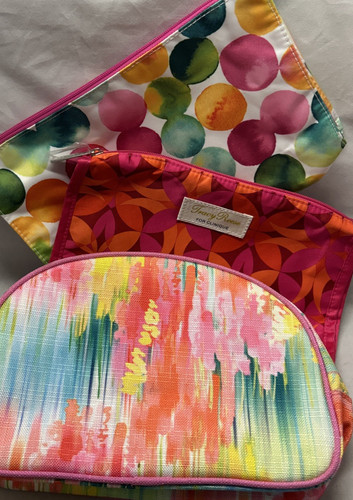 Clinique Colorful (3) Cosmetics Bags TraceyReese, Watercolor Half-Oval & Bubbles