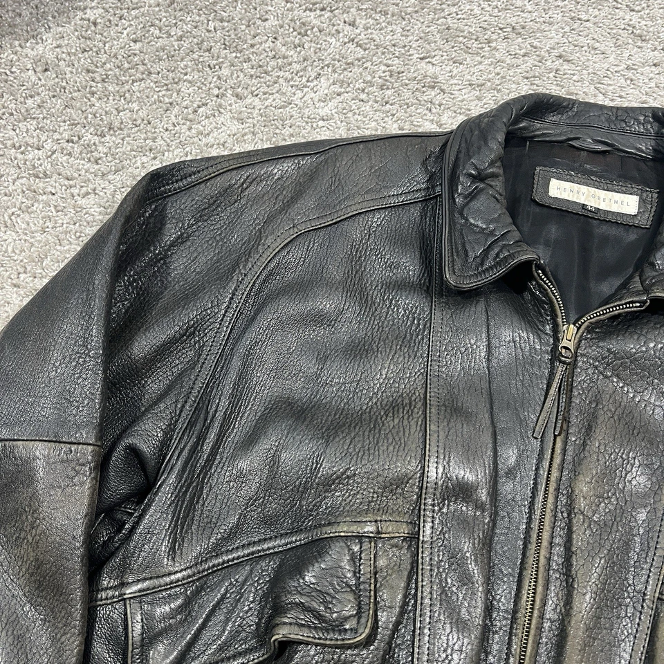 Jaqueta de voo vintage anos 80 Henry Grethel couro manteiga piloto bombardeiro masculina tamanho 44 - Imagem 4 de 4
