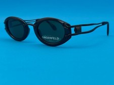 Vintage Karl Lagerfeld 4108 01 Oval Sunglasses Black France Rare 90s Unisex