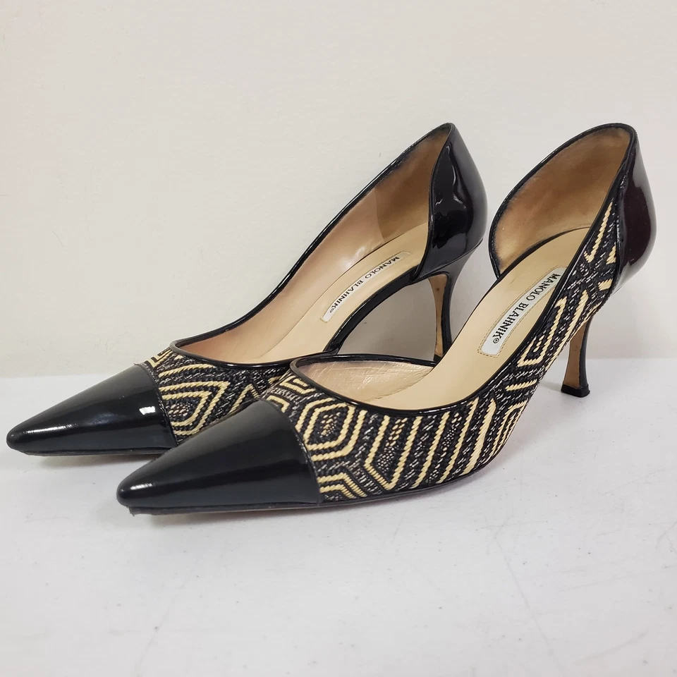 Manolo Blahnik Womens Woven Geometric Dorsay Pumps Size 40 EU 10 US Event Party - Image 2 of 4