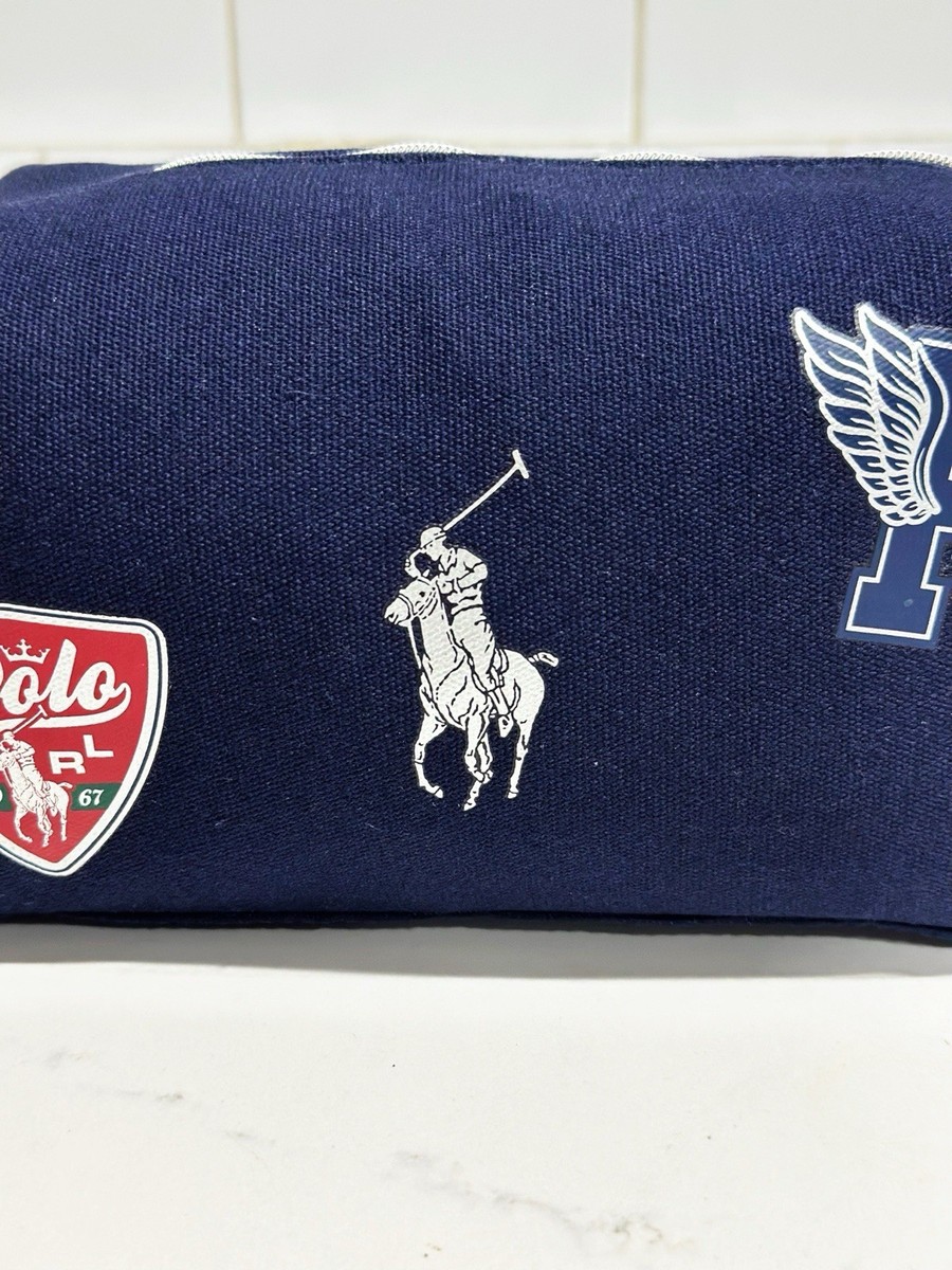 Ralph Lauren Toiletry Bag Polo Fragrances Navy Blue Canvas Pony