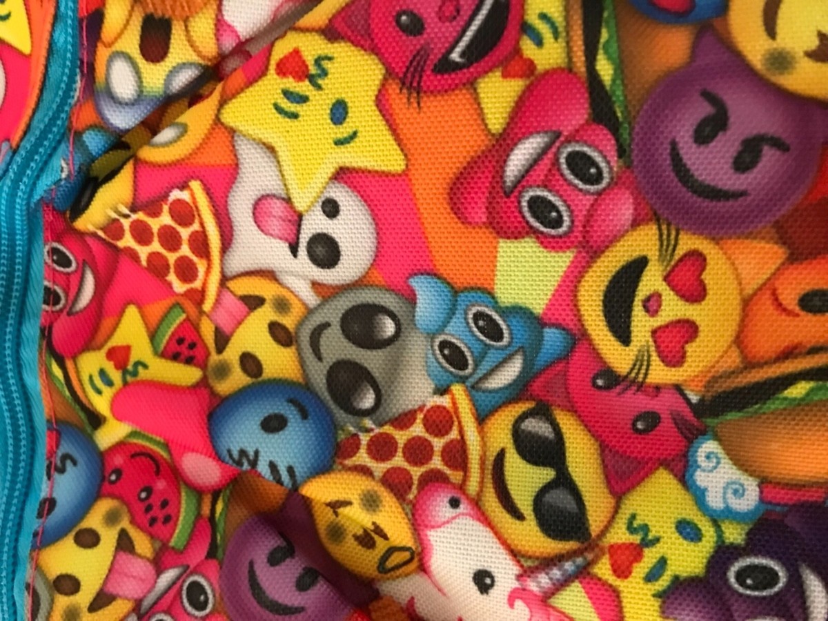 Sac à Dos école Fille Rose Avec Emojis - Marque Confetti, Neuf Avec étiquettes, Polyester Résistant à L'eau