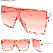 Oversize Retro Shield Club Party Rave GLASSES Huge Jumbo X Large Pink Frame Lens
