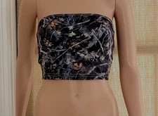 Shein Women's Black Strapless Tube Top Leaf Pattern Size L (8/10)