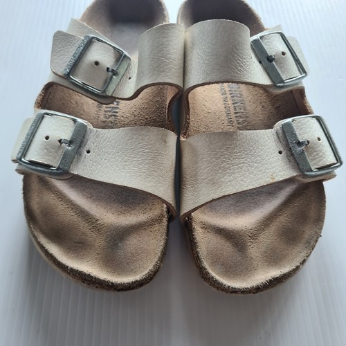 Birkenstock Womens Arizona Leather Double Strap Sandals Slides Size 37 White - Picture 3 of 6