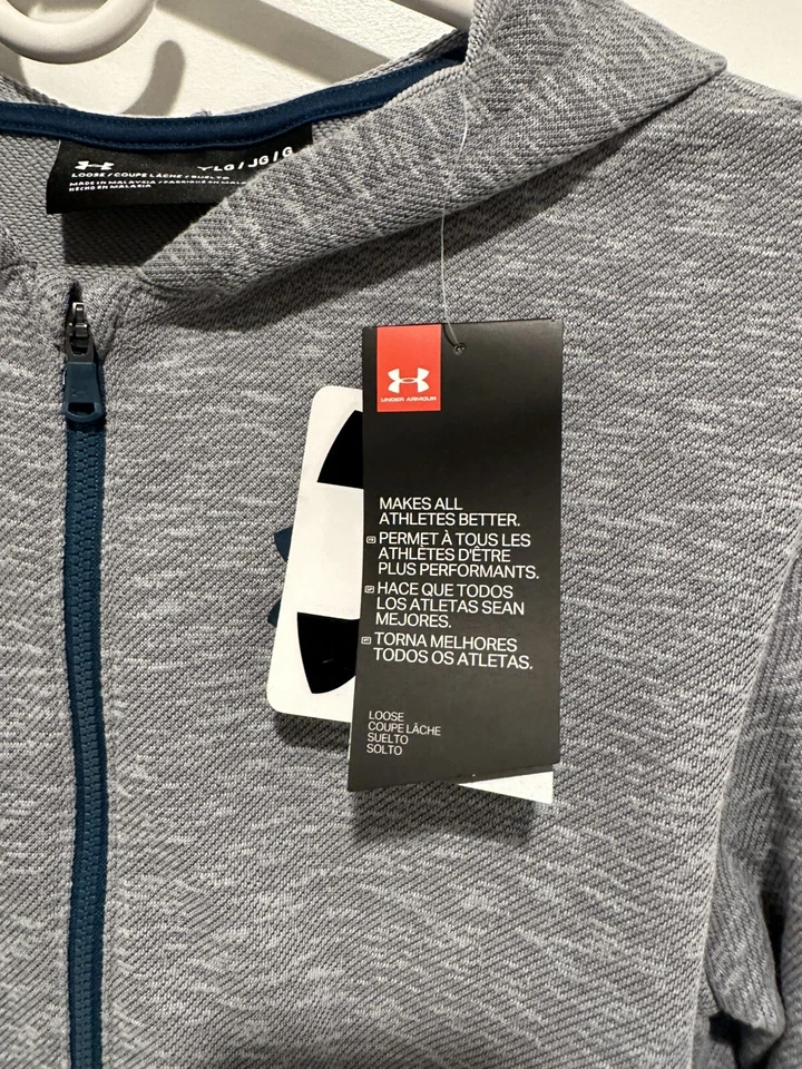 New Under Armour Boys Full Zip Up Hoodie Gray Blue Size Large NWT - Image 2 of 4