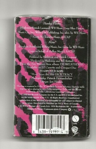 MADONNA HANKY PANKY/MORE VERY RARE CANADA CASSETTE SINGLE,SEALED - Picture 2 of 2