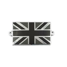 Black / Silver Union Jack Enamel Badge For Classic Cars Motor Bike UJB002X