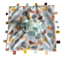 Parents Choice Blue Elephant Lovey Geometric Ribbon Tag Security Blanket