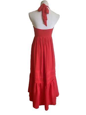 juicy couture silk maxi dress JUICY COUTURE FESTIVAL CHIC RED SILK HALTER SLIT MAXI DRESS sz 4 NWOT