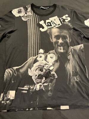 SILK DOLCE AND GABBANA COTTON JAMES DEAN ROSES FLOWERS TSHIRT
