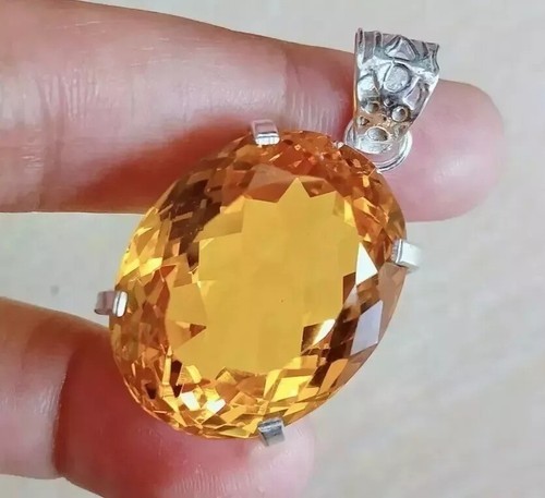 Natürlicher ovaler Schliff 93,22 ct gelbe Farbe Citrin Anhänger loser Edelstein - Bild 4 von 6