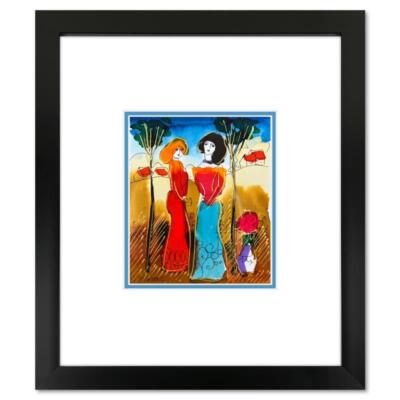 Moshe Leider, Framed Original Mixed Media Watercolor Painting, Hand Signed