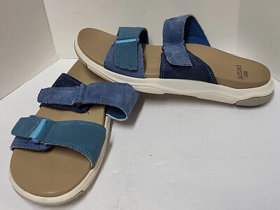 Earth Origins Adjustable Suede Sport Slides - Vesper Blue Multi US 7.5 GUC 