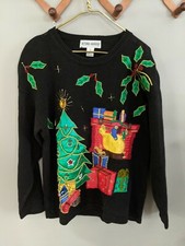 Vintage 80s 90s Victoria Harbour Sweater Holiday Christmas Beaded Size Medium