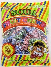 Albert's Sour Fruit Mix Chews Candy Assorted Taffy Bulk Candies 240 Count Bag