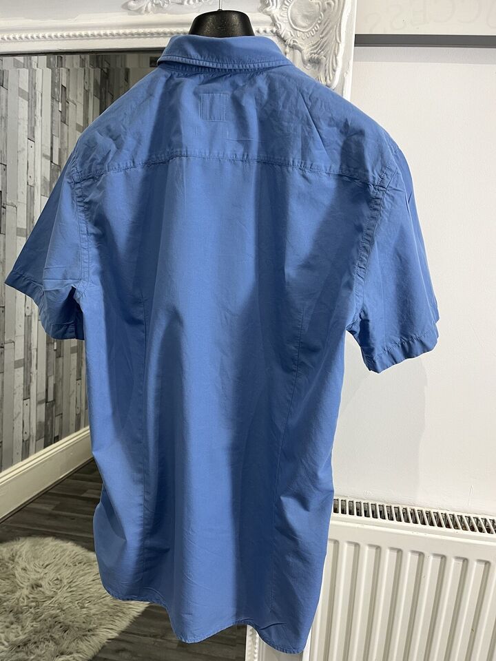 Hugo Boss 100% Cotton Short Sleeve Blue Slim Fit Shirt Size Large | eBay