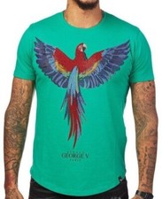 Avenue George V Paris Men's Green T-Shirt Royal Bird GV-2075 Rhinestone M L XL