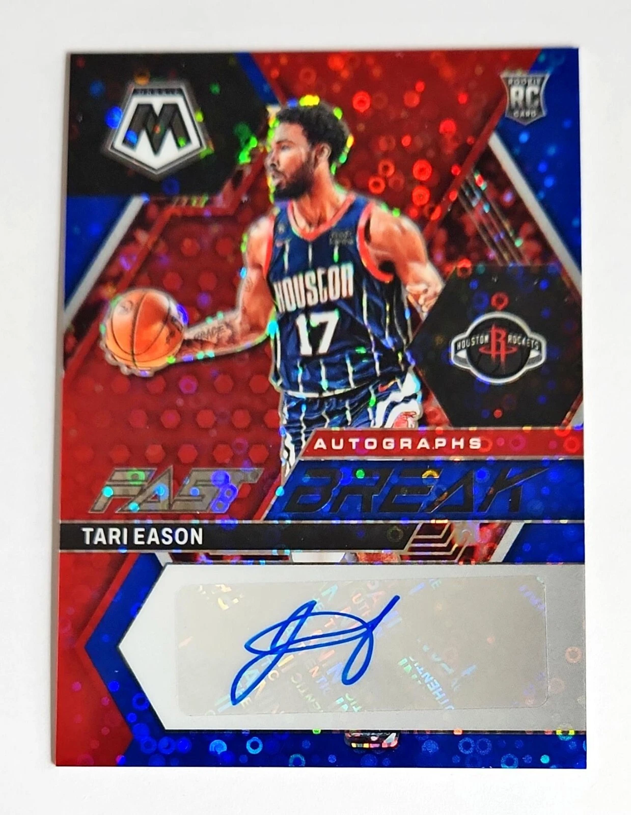 2022-23 Panini Mosaic Tari Eason FAST BREAK Blue Prizm AUTO Rookie Card RC 7/25