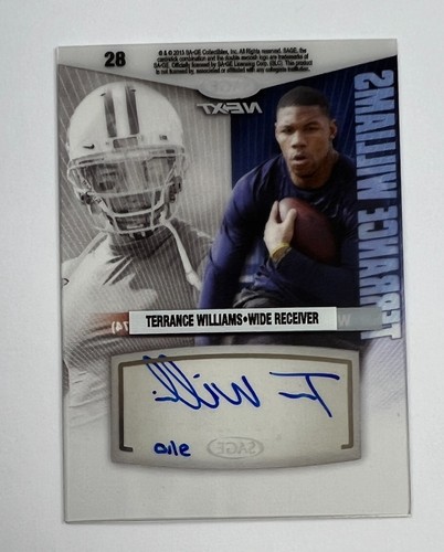 2013 Sage Next Terrance Williams Auto Card 3/10 AR83 - Picture 2 of 2