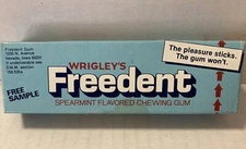 Vintage 1980's Wrigley's FREEDENT Spearmint Chewing Gum SAMPLE BOX-Full--Sealed