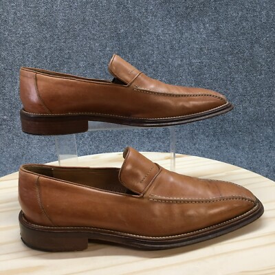 Wellco Shoes Mens 10.5 M Slip On Loafers Brown Leather Square Toe Cuban Heels