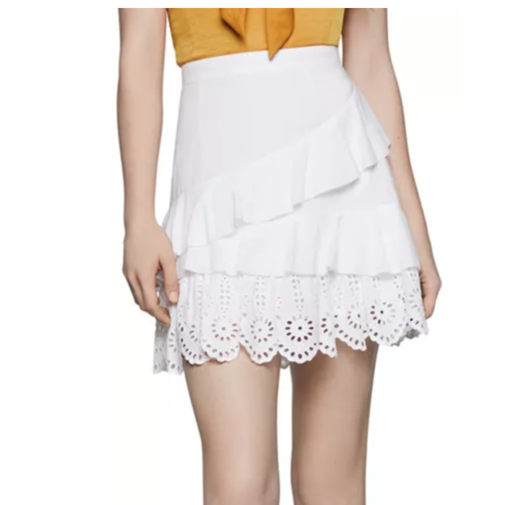 BCBGeneration Eyelet Trim Ruffled Mini Skirt Sz 1… - image 2