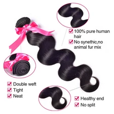 Unprocessed Virgin Hair Body Wave sew in Extensions 1 bundle/100g Natural Black