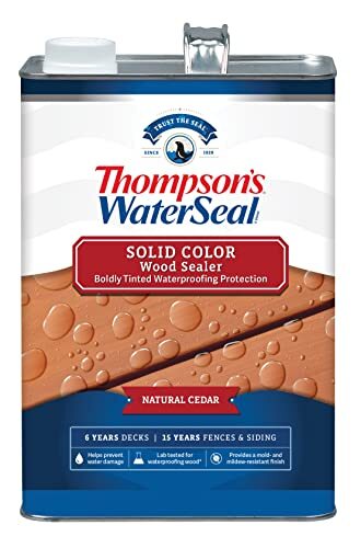 Thompson’s WaterSeal Solid Color Waterproofing Wood Stain and Sealer, Natural...