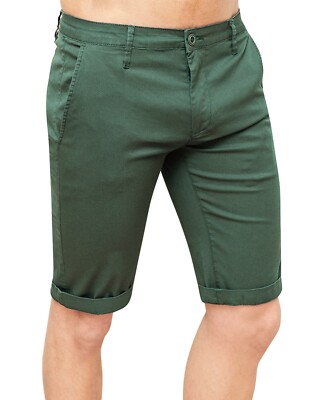 Pantaloni corti uomo casual verde shorts bermuda slim fit in micro