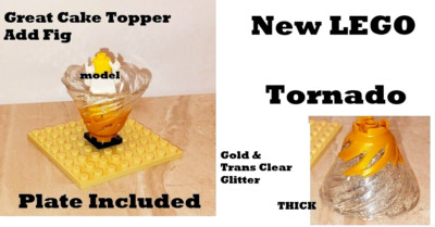 New LEGO Tornado Gold Glitter THICK Plate Included Fits Figure Unique Cake Stand