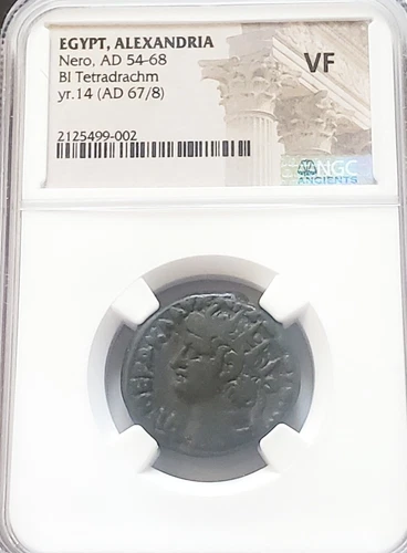 Egypt, Alexandria NERO Bl Tetradrachm NGC VF Ancient Coin w/ Alexandria