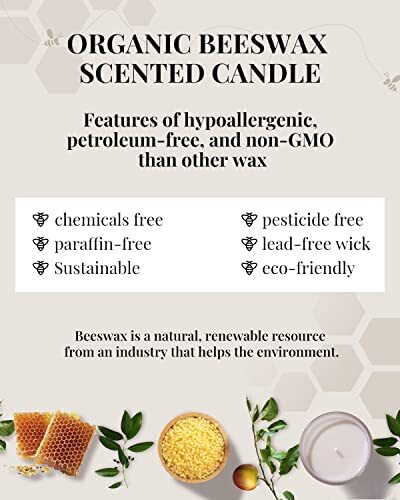 Beeswax Scented Candles Gift Set, Pumpkin Apple Cinnamon Cedar Hypoallergenic