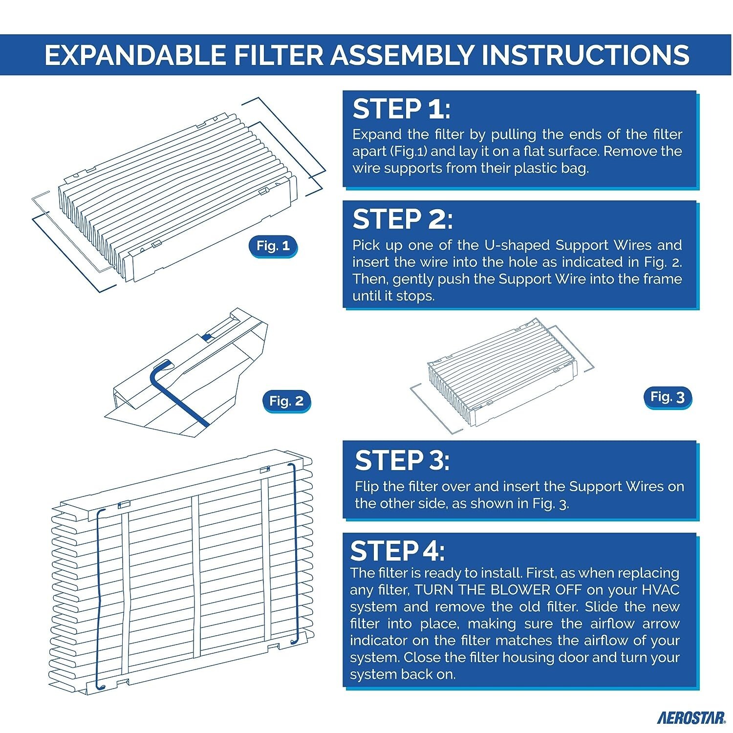 NEW Aerostar MERV 13 Collapsible Replacement Filter for Aprilaire 213 2PK