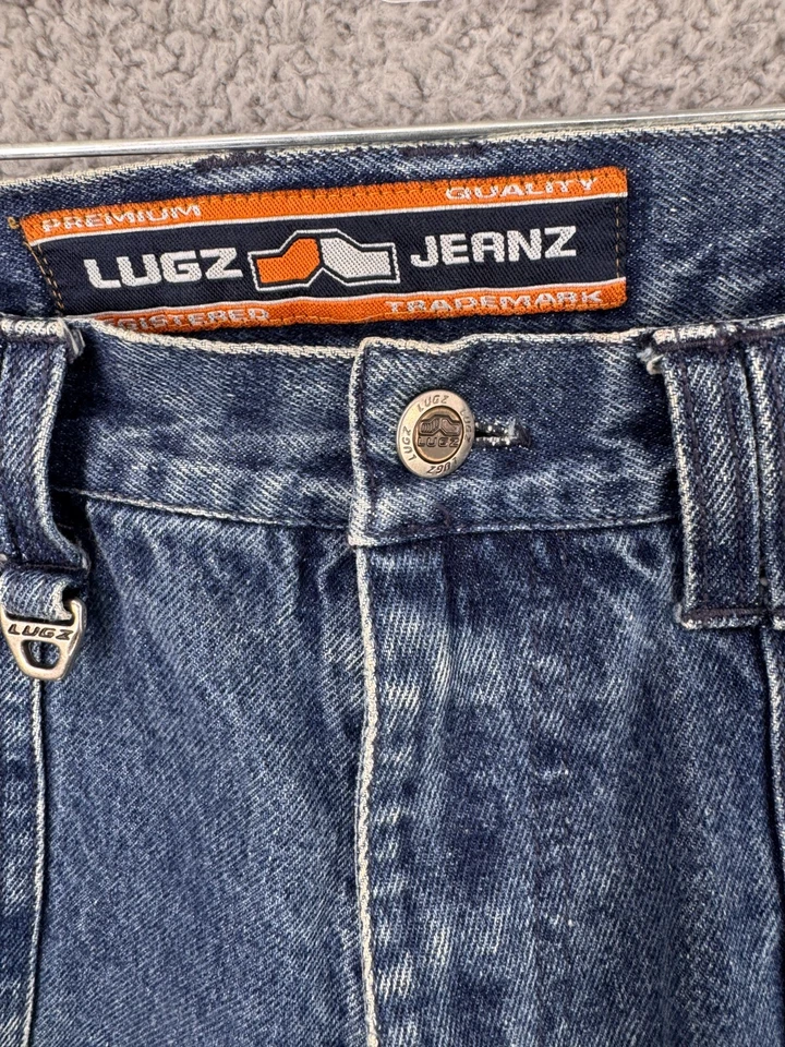 Vintage Lugz Jeans Mens 34 Blue Baggy Wide Leg Logo Y2K Skater Pants Cargo - Image 4 of 4