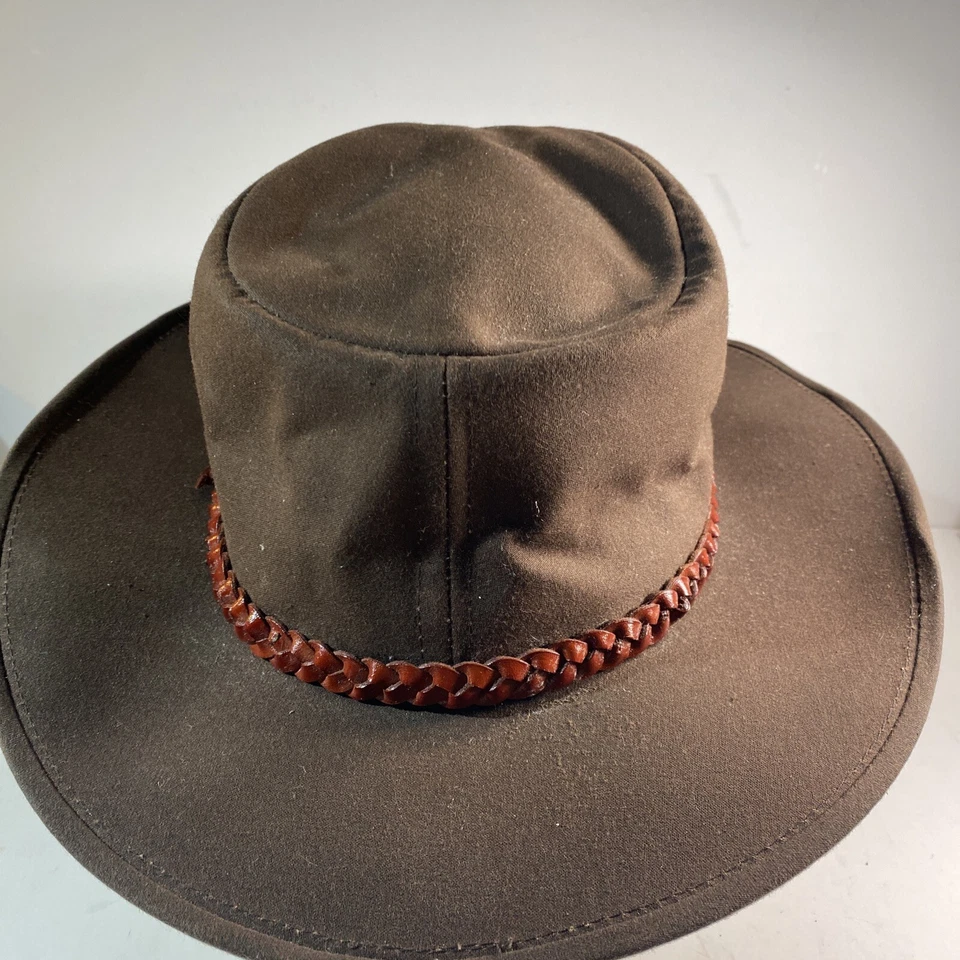 Sombrero de Vaquero Indiana Jones Vintage Outback Trading Western Grizzie Piel Aceitosa Talla M Foto 4 de 4