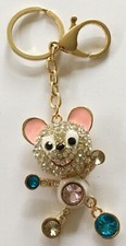 Teddy Bear Rhinestone Key Chain Handbag Charm Accessory L-4.5" approx.