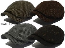 Made in USA 100% wool Gatsby Cap Newsboy tweed Ivy Hat snap Golf Driving Cabbie
