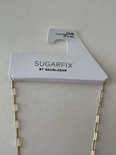 Collana Sugarfix By Baublebar finto oro catena maglia cuore floreale blu 21” nuova con etichetta - Foto 3 di 5